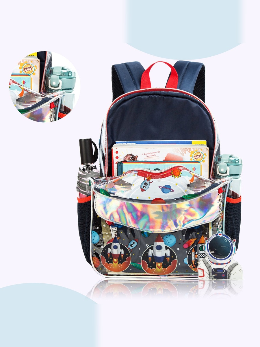 16-inch Set of 3- School Bag, Lunch Bag and Pencil Case - Astronaut - Blue