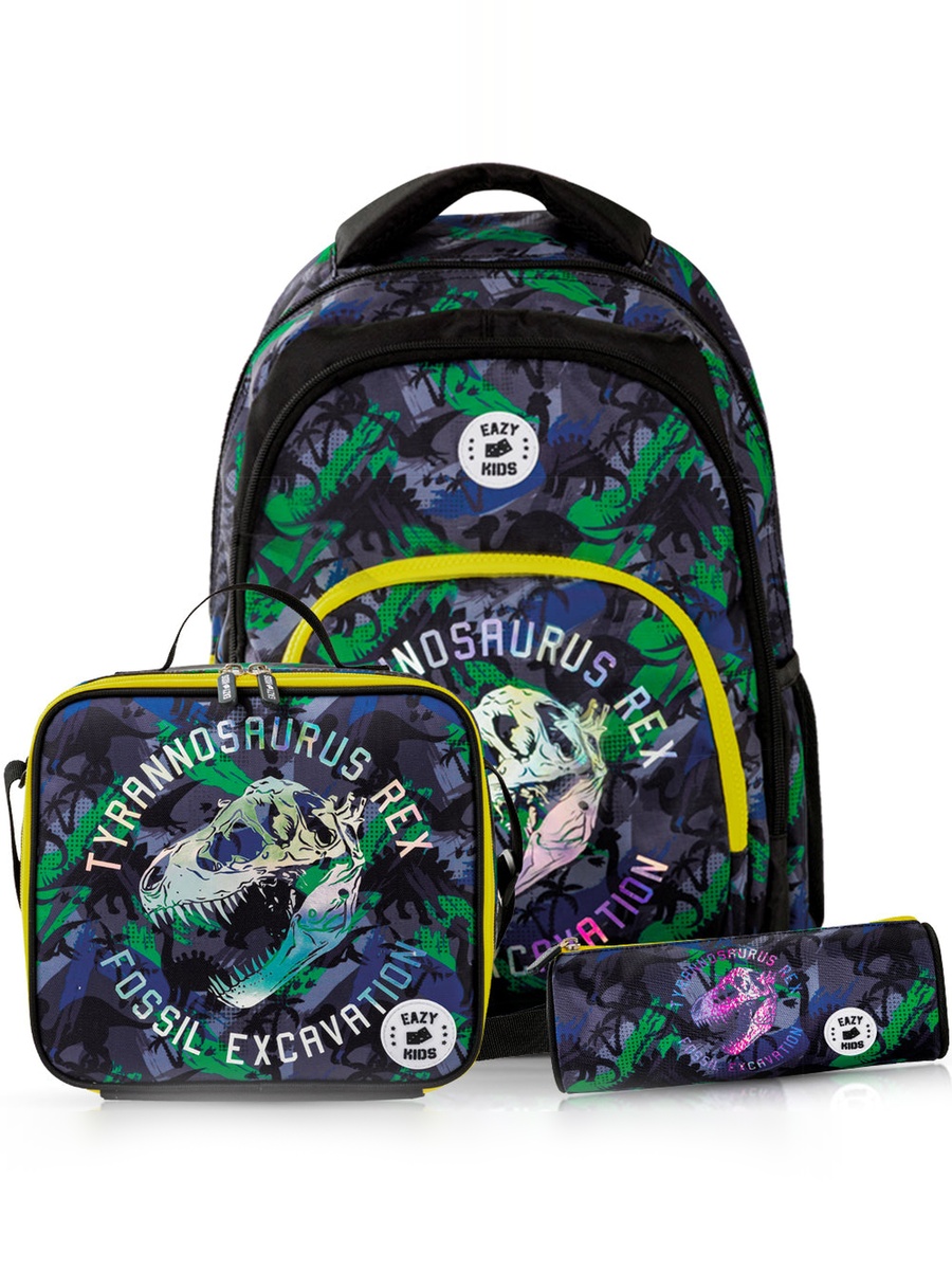 17-inch Set of 3-Backpack, Lunch Bag and Pencil Case - T-Rex 