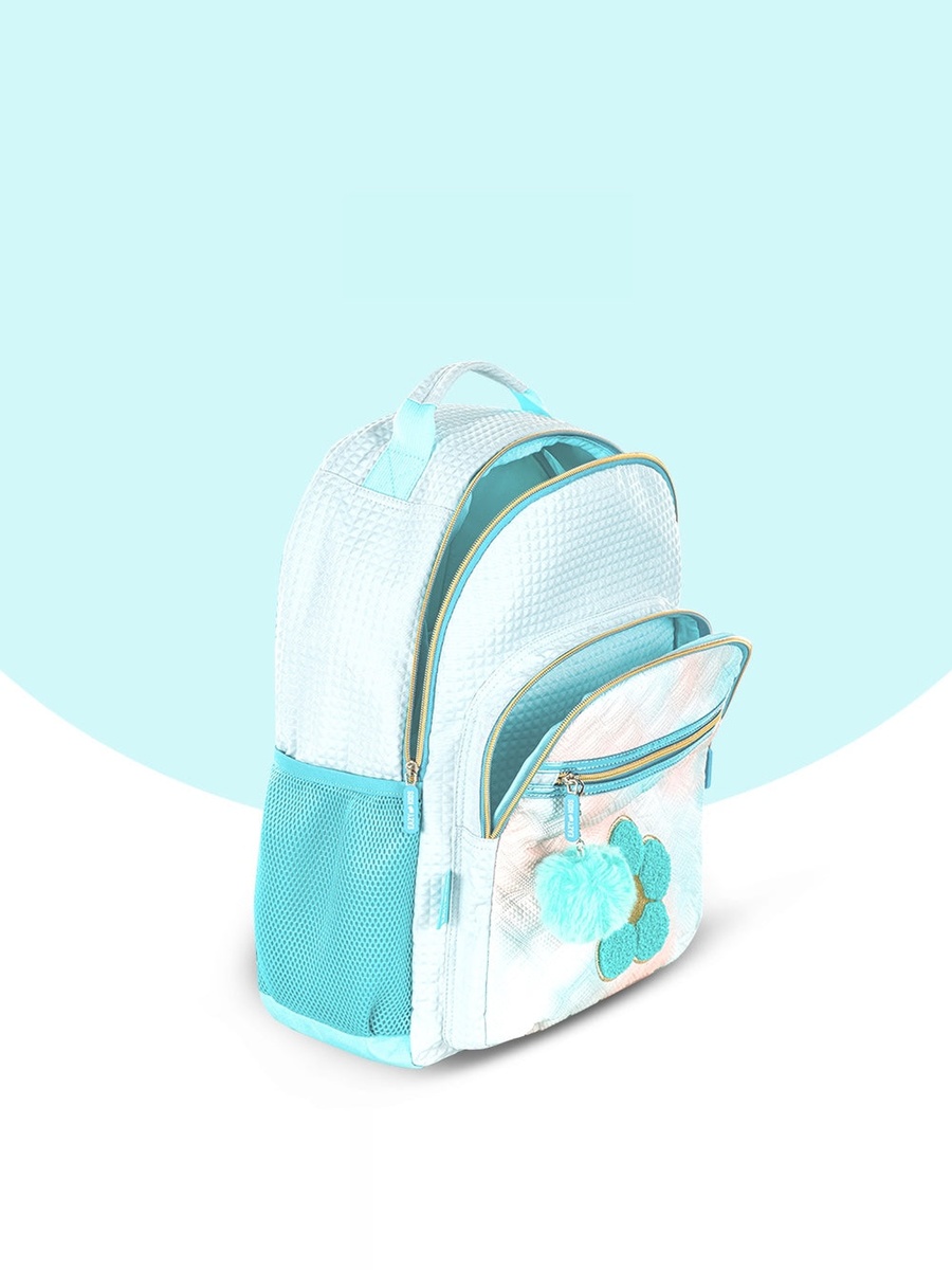 Set of 4-18-Inch Backpack 4-Wheel Trolley, Lunch Bag and Pencil Case - Flora Green