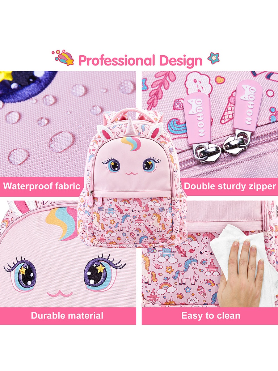 Kids 16 Inch School Bag with Pencil Case Combo, Unicorn - Pink