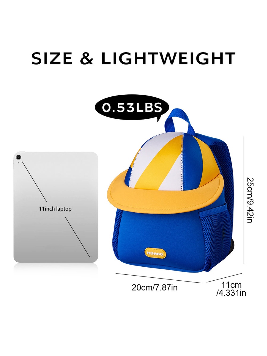 3D Cute Volleyball Kids School Bag 10-Inch - Blue