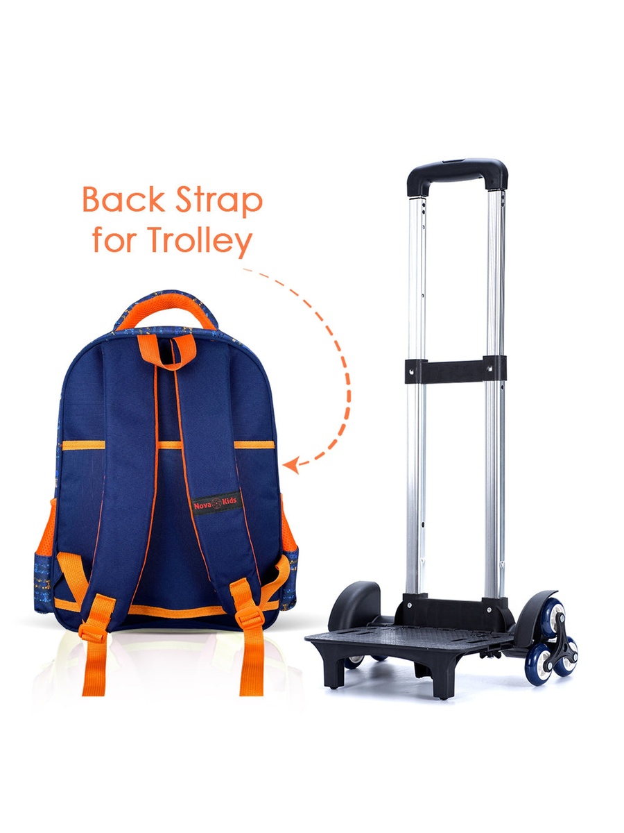 Kids 3D School Bag Trolley - Astronaut Blue, 16.5-Inch