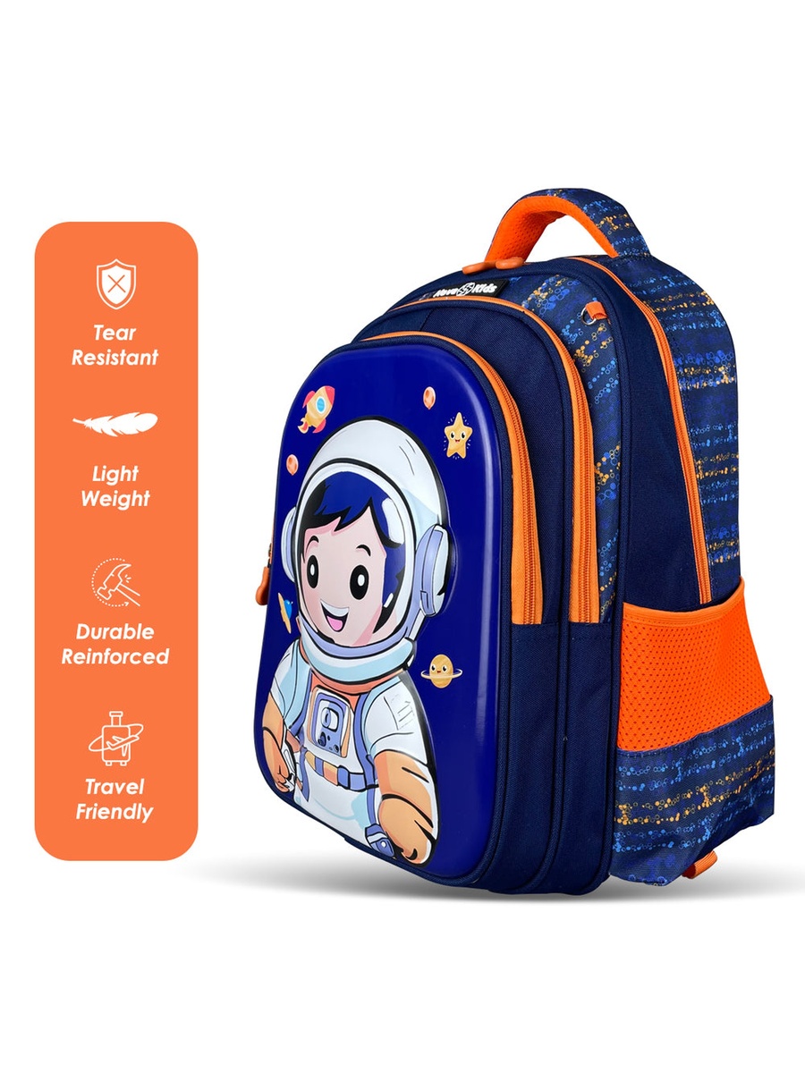 Kids 3D School Bag Trolley - Astronaut Blue, 16.5-Inch