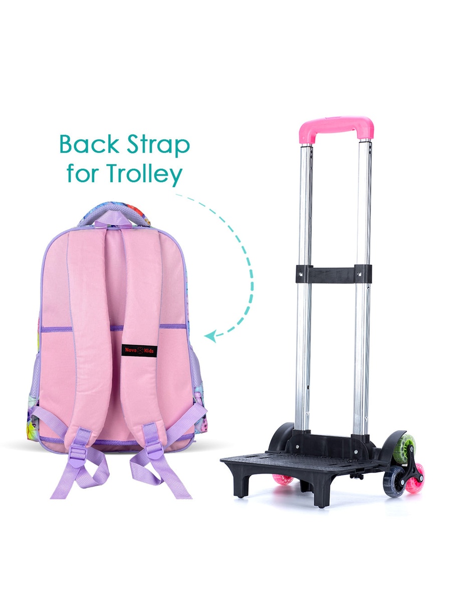 Kids School Bag Trolley - Butterfly Purple, 17.5-inch