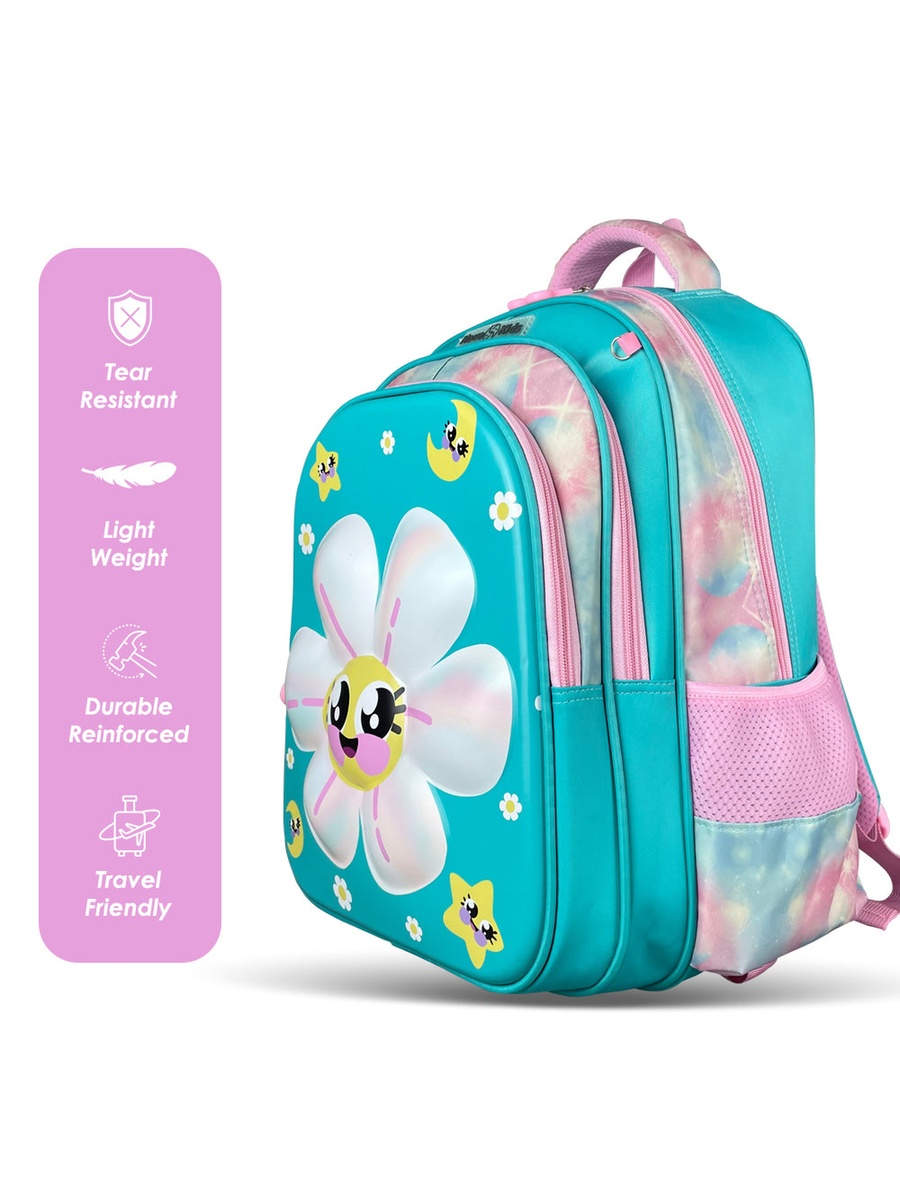 Kids 3D School Bag Trolley - Daisy Green, 16.5-Inch