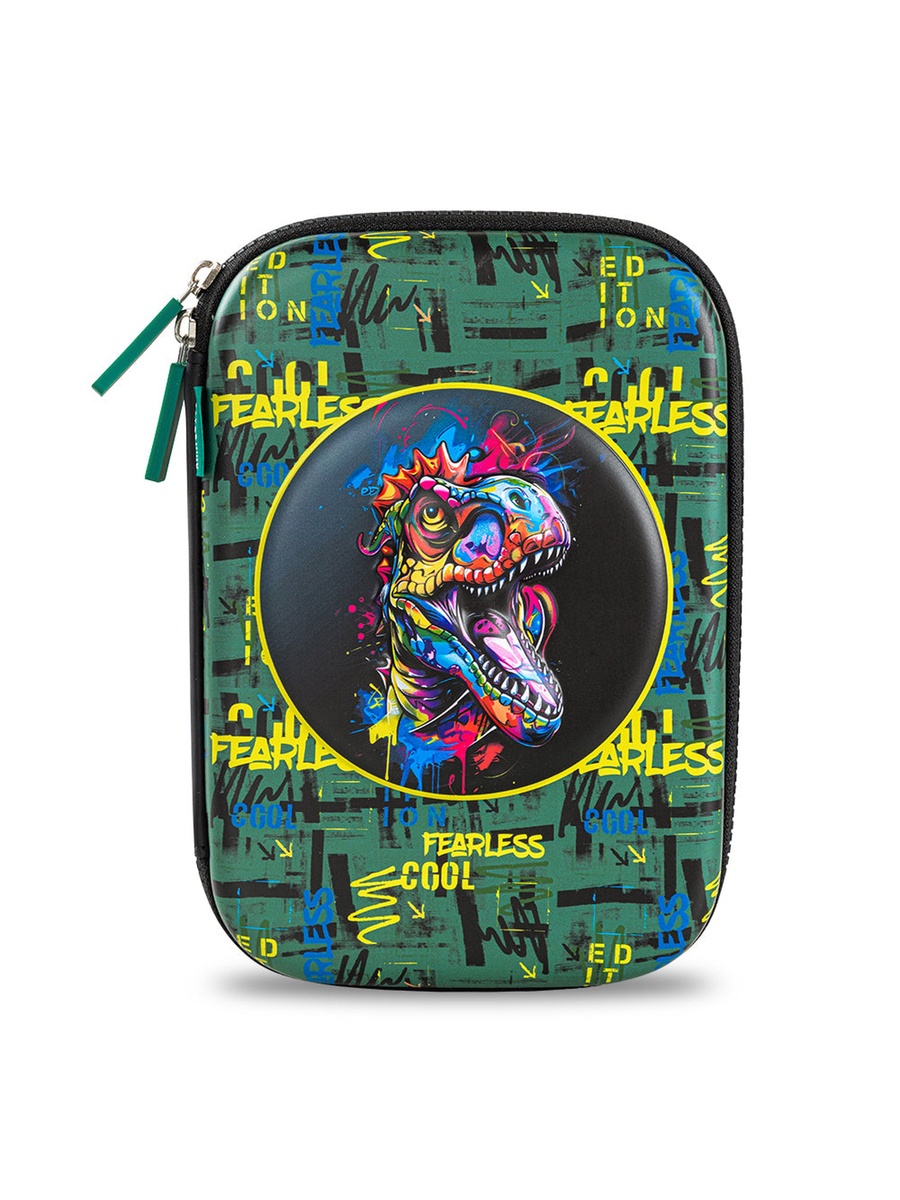School Bag Pencil Case 16-inch - Dino Green