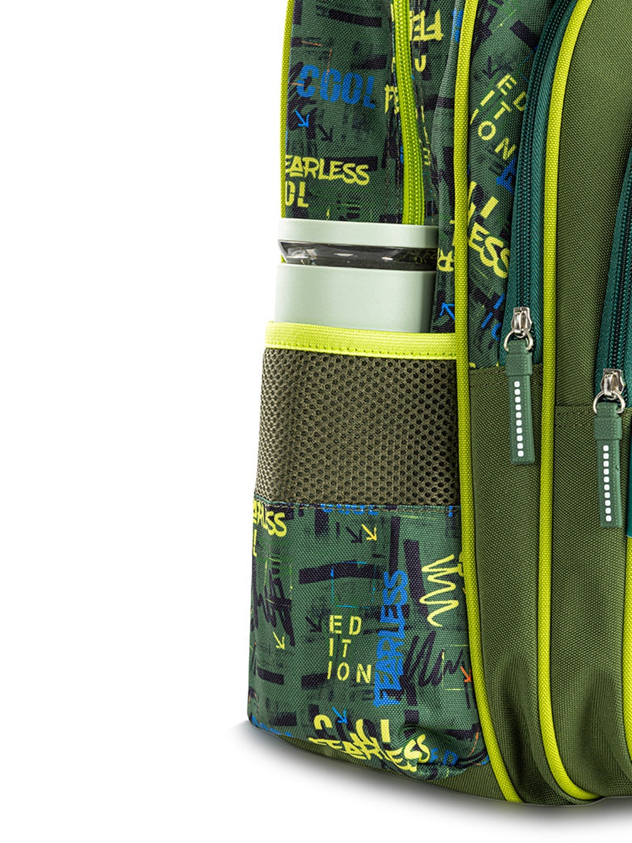 School Bag Pencil Case 16-inch - Dino Green