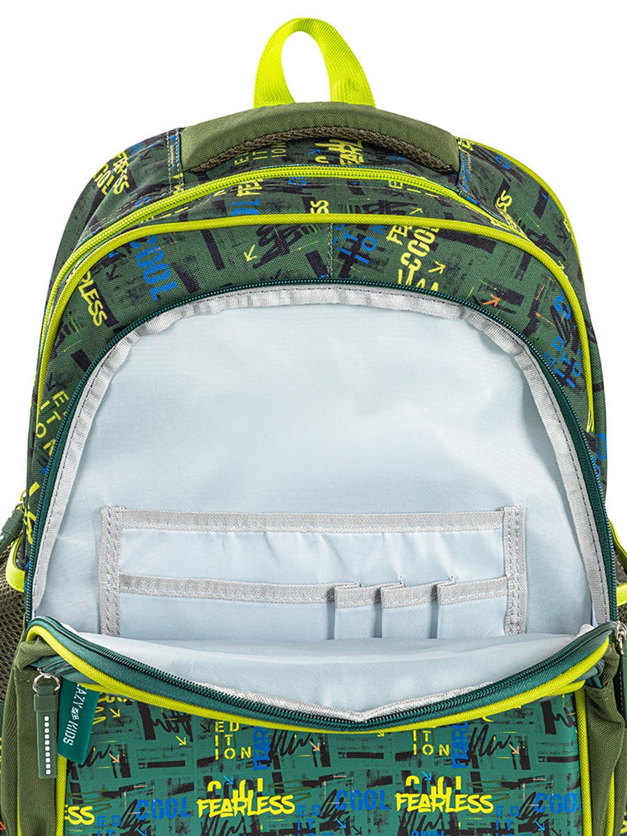 School Bag Pencil Case 16-inch - Dino Green