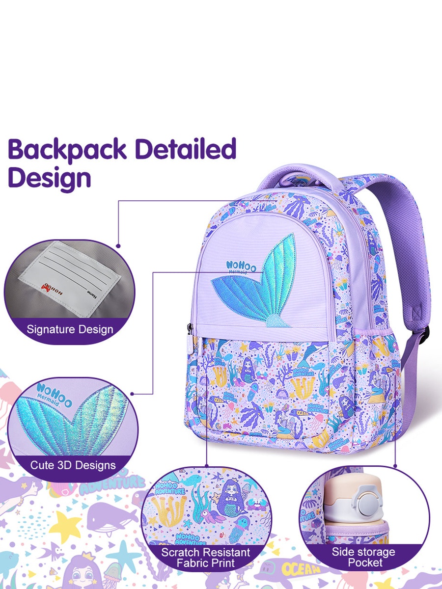 Girls 16-Inch School Bag Mermaid - Purple