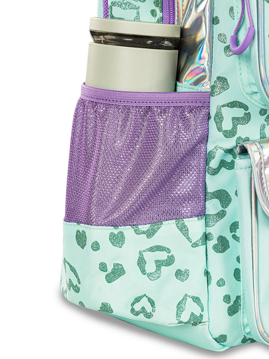 17-inch School Bag Set of 3- Lunch Bag and Pencil Pouch - Love Green