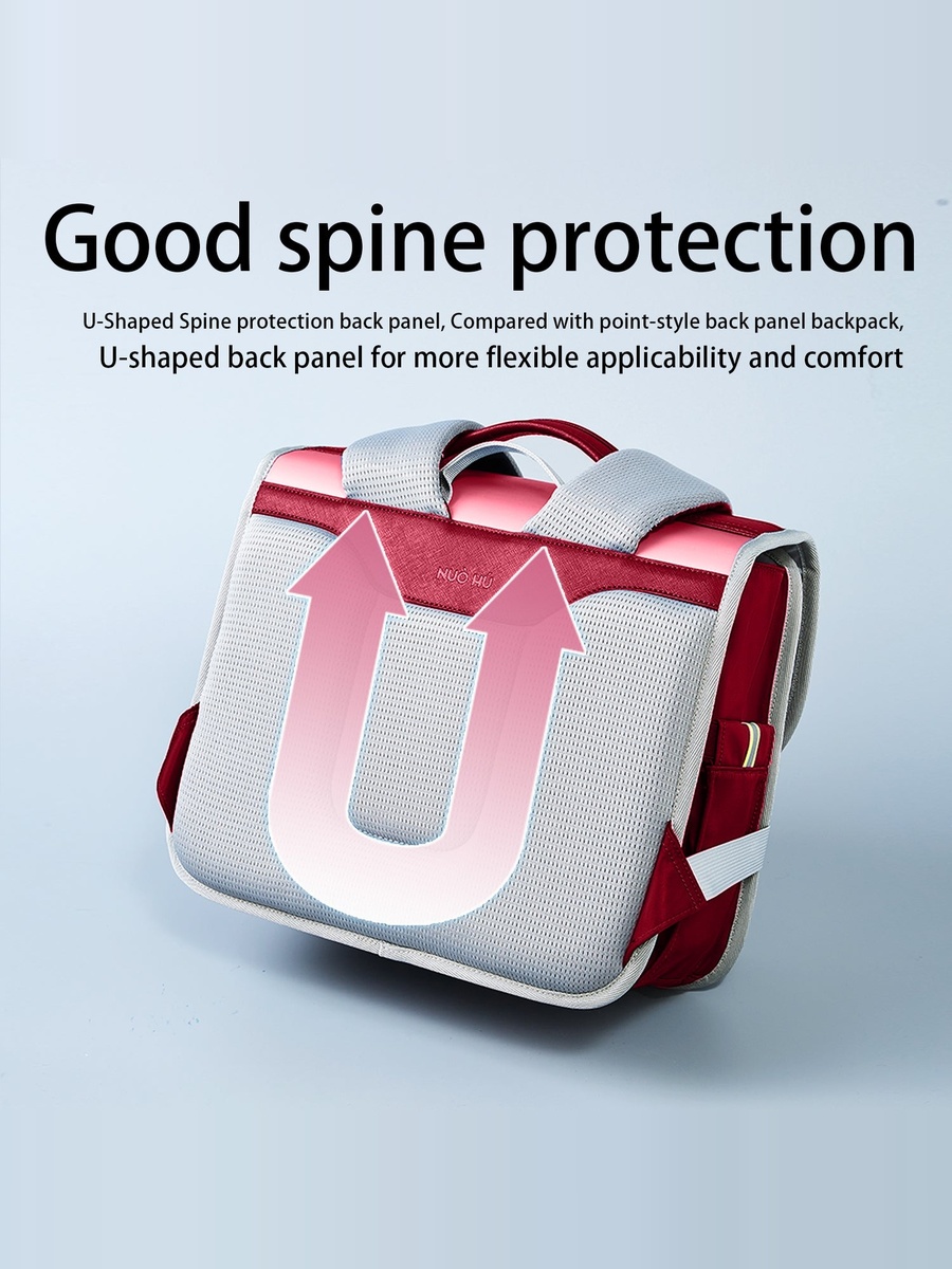 Ergonomic Spine Protection Horizontal School Backpack for 0 - 5 Grade Primary Students - Baby Red