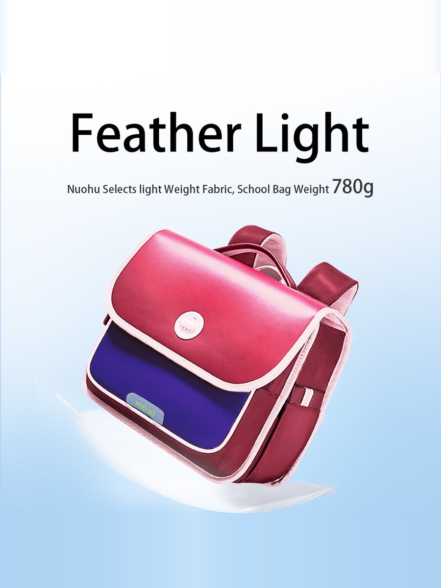 Ergonomic Spine Protection Horizontal School Backpack for 0 - 5 Grade Primary Students - Baby Red