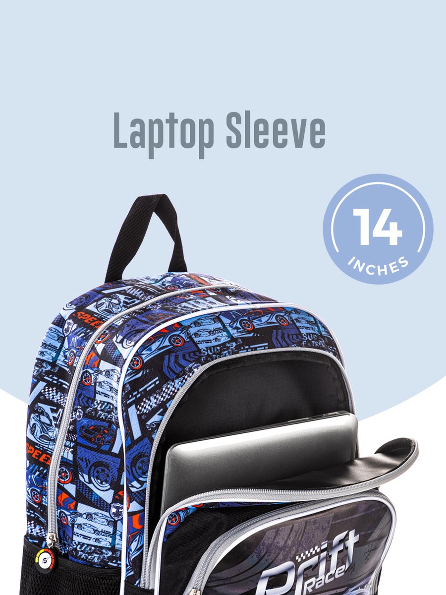 18-Inch Set of 3-Backpack Lunch Bag and Pencil Case - Car Racing