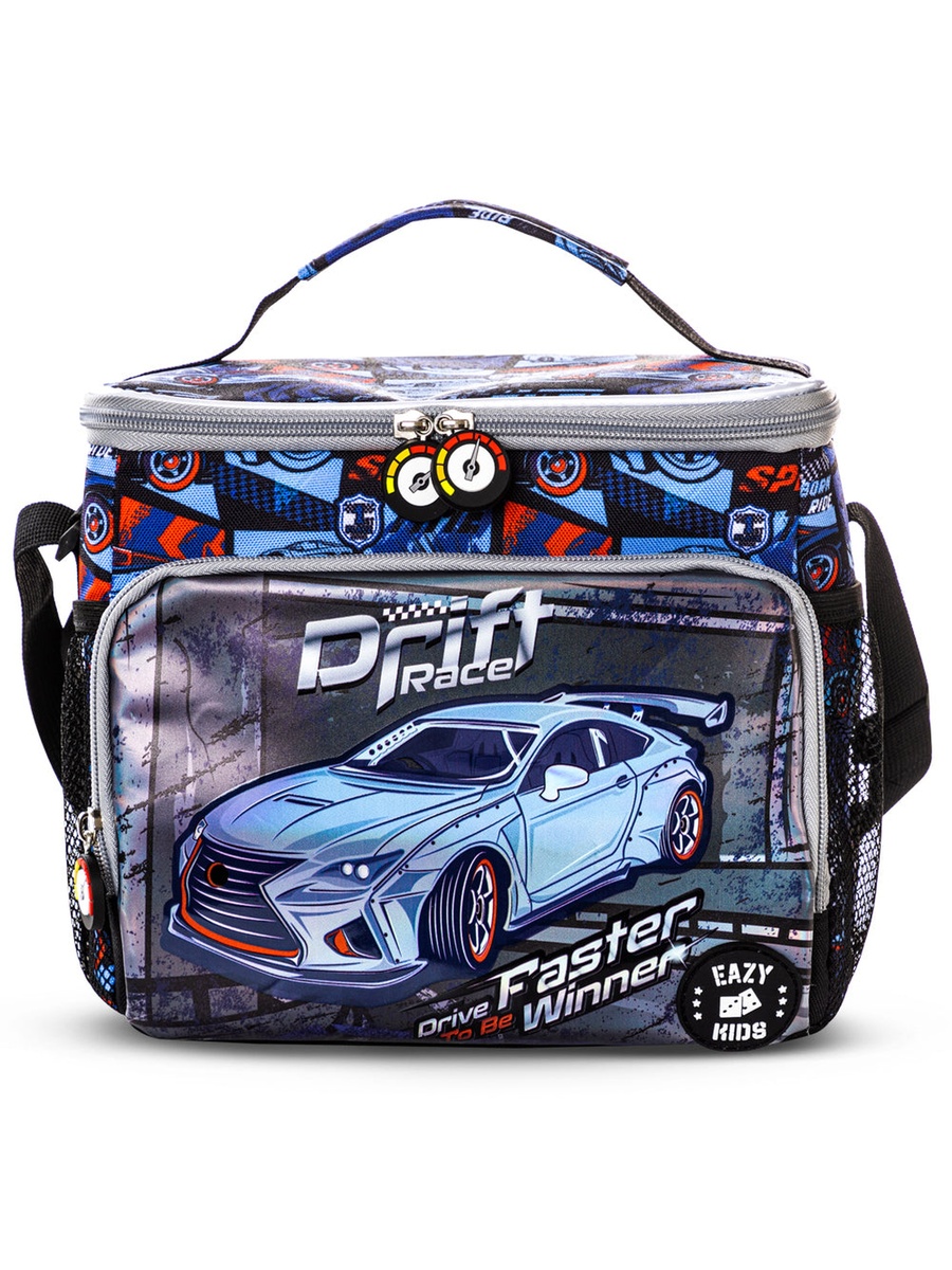 18-Inch Set of 3-Backpack Lunch Bag and Pencil Case - Car Racing