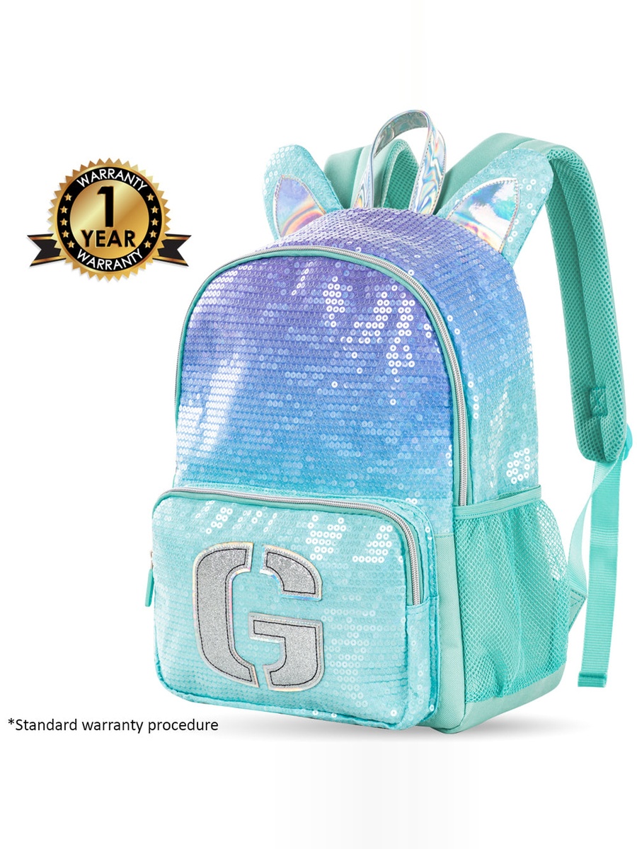 17-inch Set of 3-Backpack, Lunch Bag and Pencil Case - Girl Glitter Green