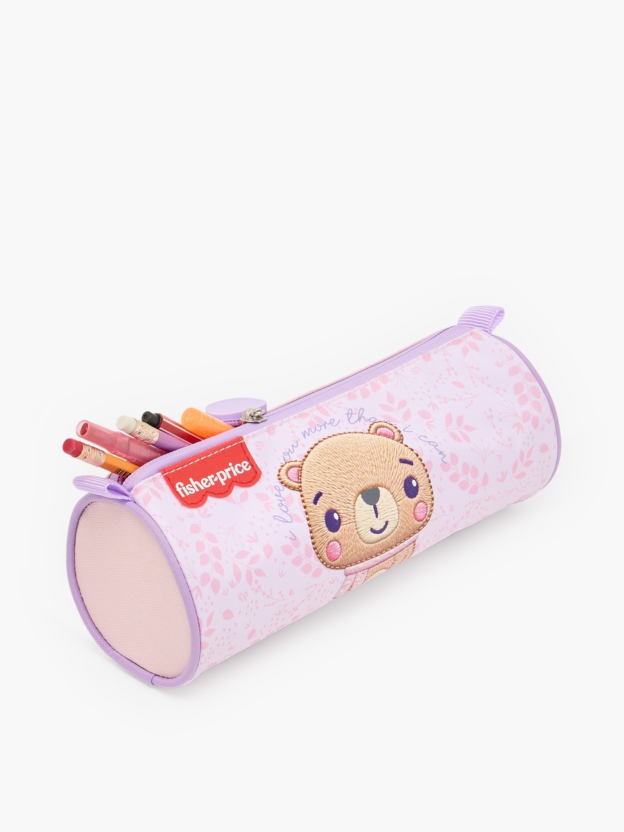 Fisher-Price Bear Embroidered Pencil Pouch with Zip Closure