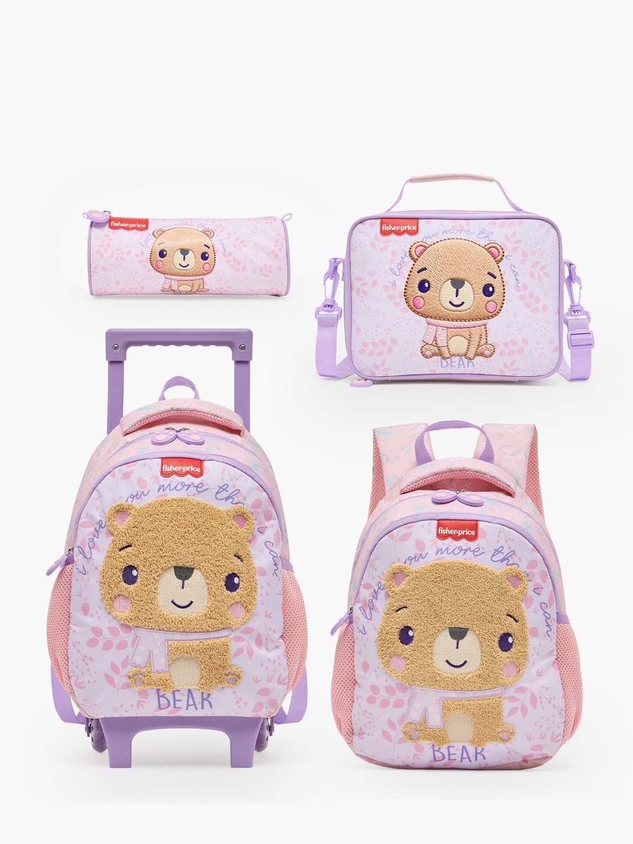 Fisher-Price Bear Embroidered Pencil Pouch with Zip Closure