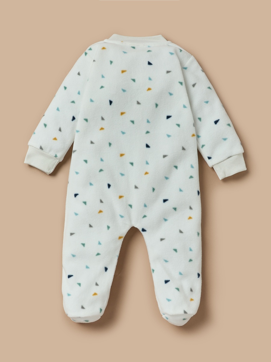 All-Over Geometric Print Micro Fleece Sleepsuit with Zip Closure