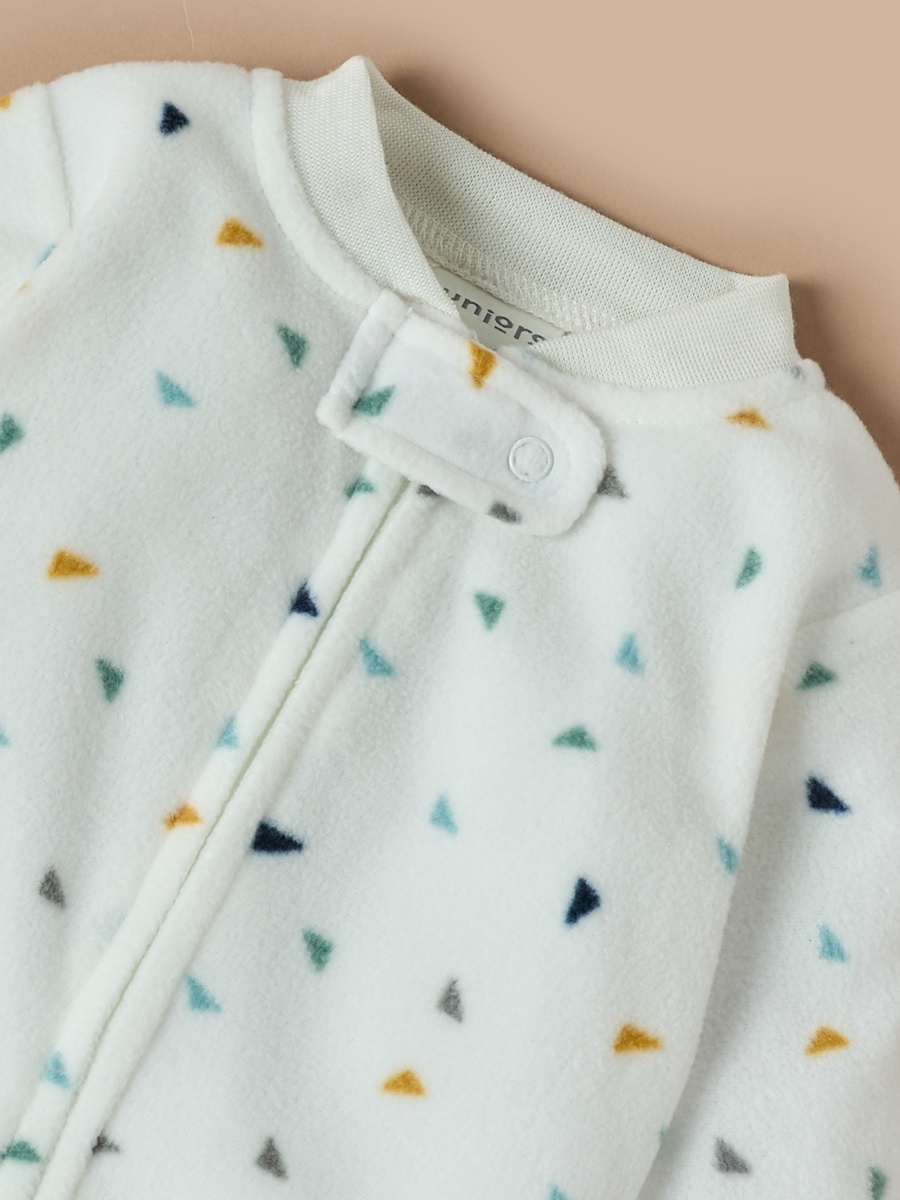 All-Over Geometric Print Micro Fleece Sleepsuit with Zip Closure