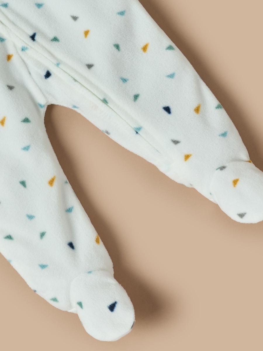 All-Over Geometric Print Micro Fleece Sleepsuit with Zip Closure