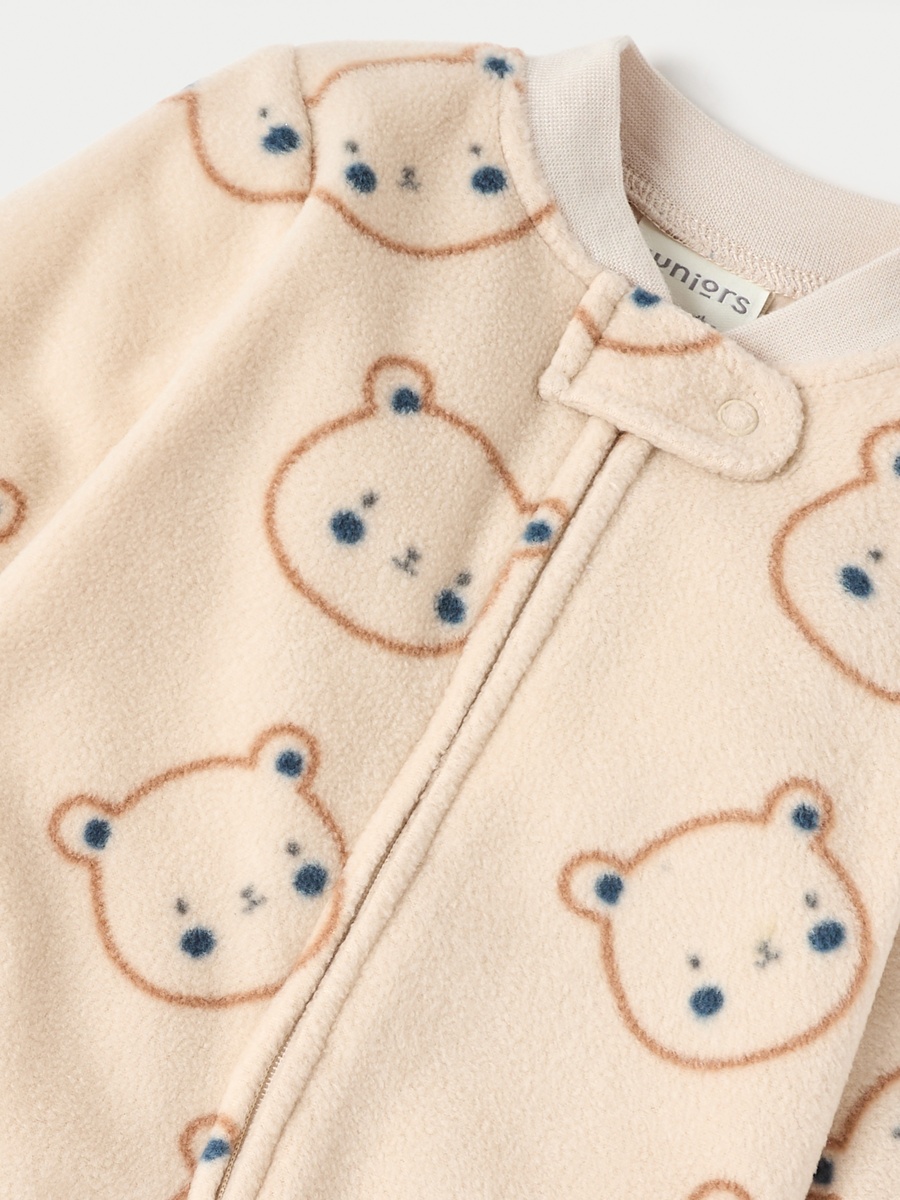 All-Over Teddy Print Micro Fleece Sleepsuit with Zip Closure