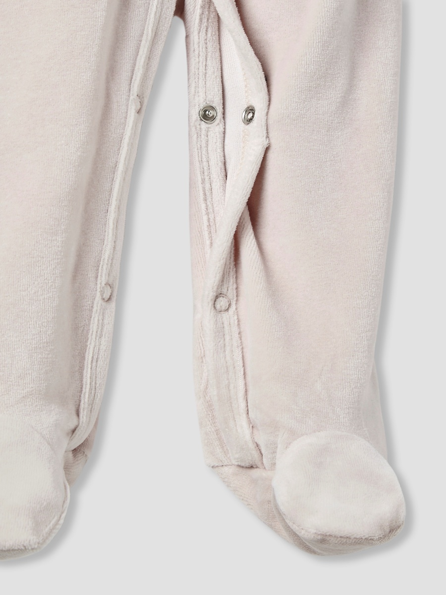 Hooded Sleepsuit with Closed Feet - Cotton Blend - Long Sleeves