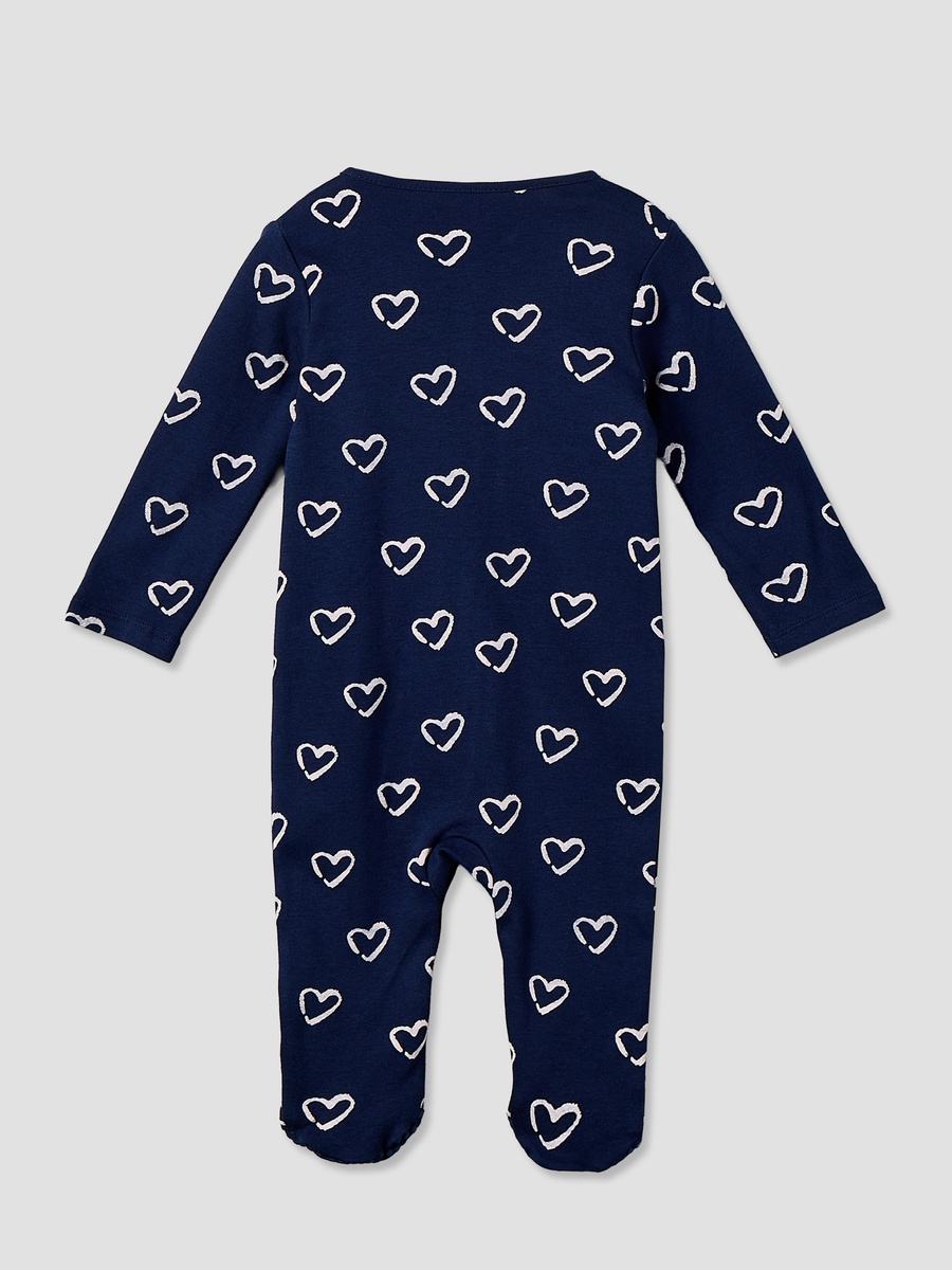 Pack of 3 Cotton Crew Neck Long Sleeve Sleepsuit with Snap Button Closure