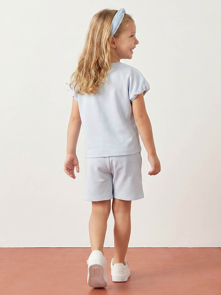 Crew Neck Short Sleeves T-Shirt and Shorts Set with Drawstring Closure