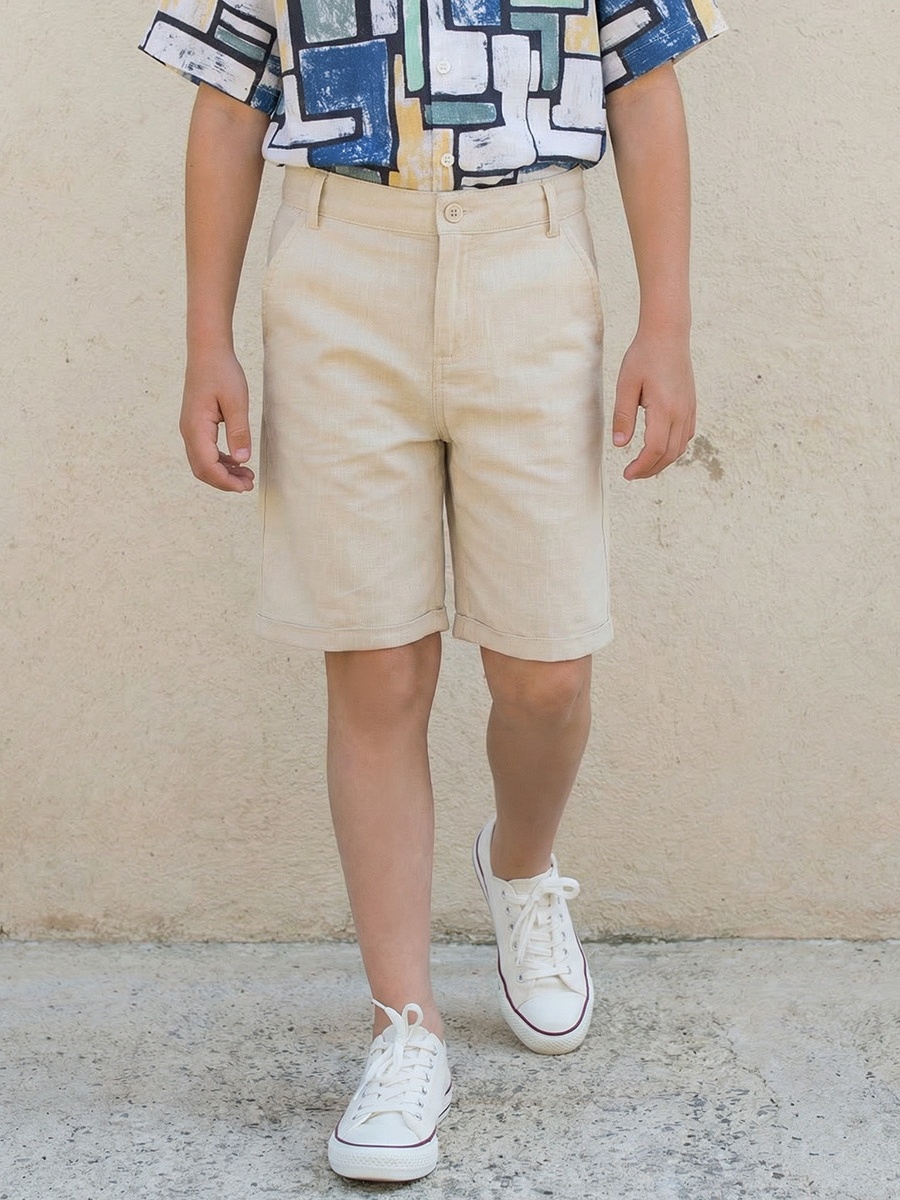Camp Collar Short Sleeves Shirt and Shorts Set with Abstract Print