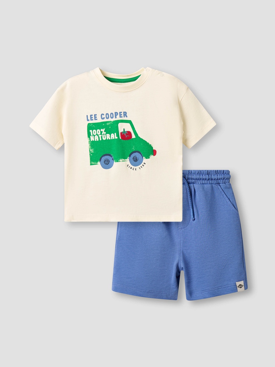 Crew Neck Short Sleeves T-Shirt and Shorts Set with Graphic Print
