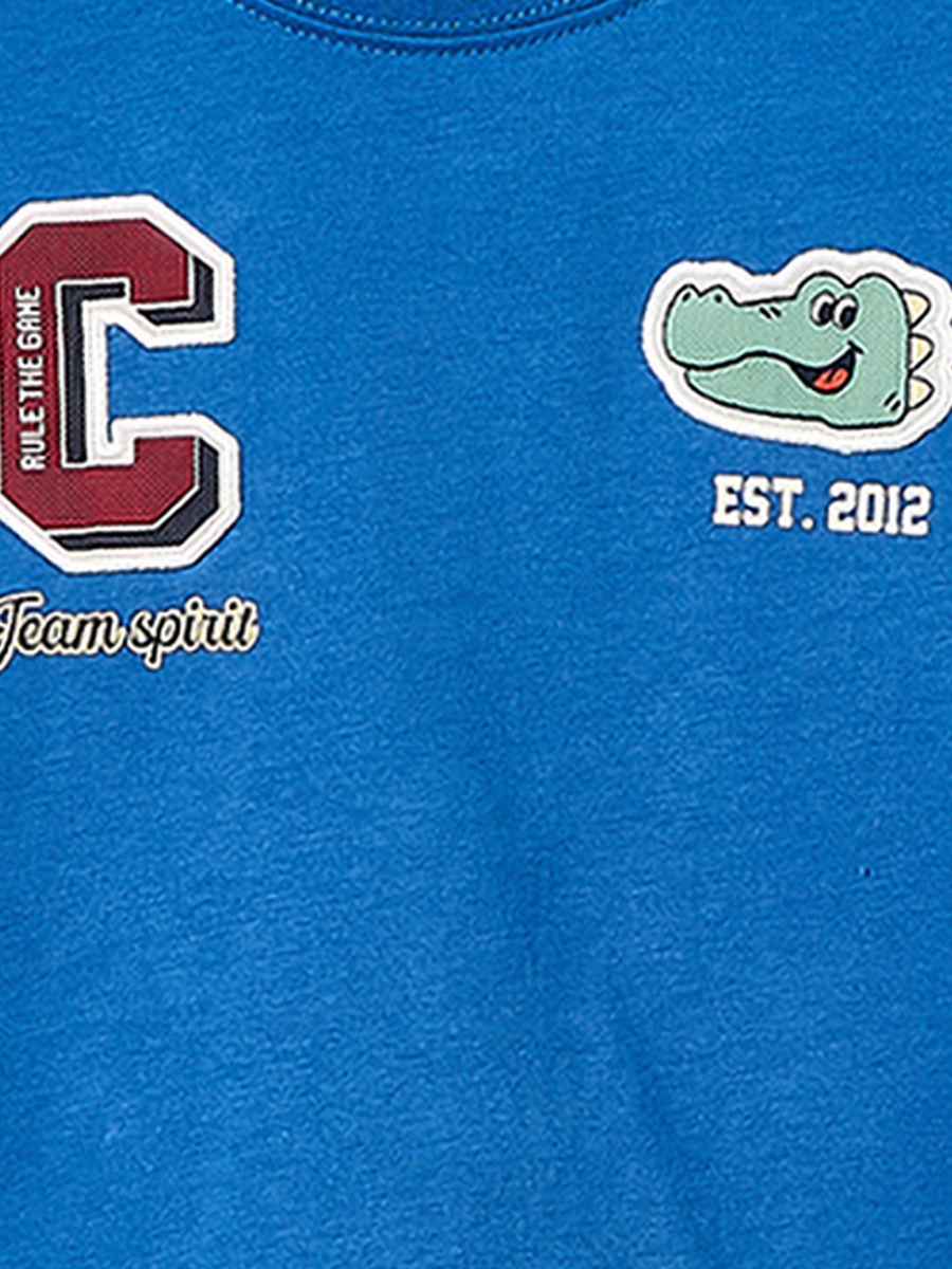 Crew Neck Short Sleeves T-Shirts and Shorts Set with Crocodile Print