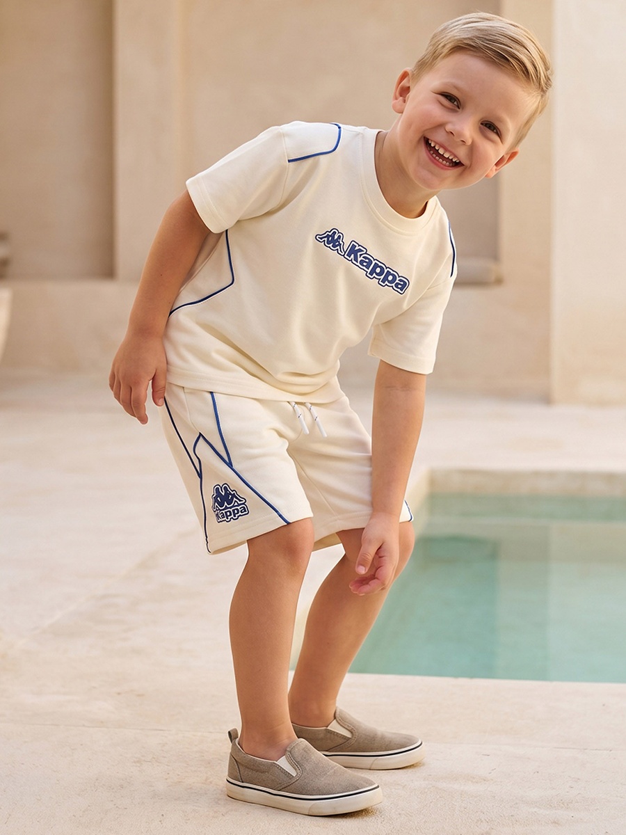 Crew Neck Short Sleeves T-Shirt and Shorts Set with Logo Print