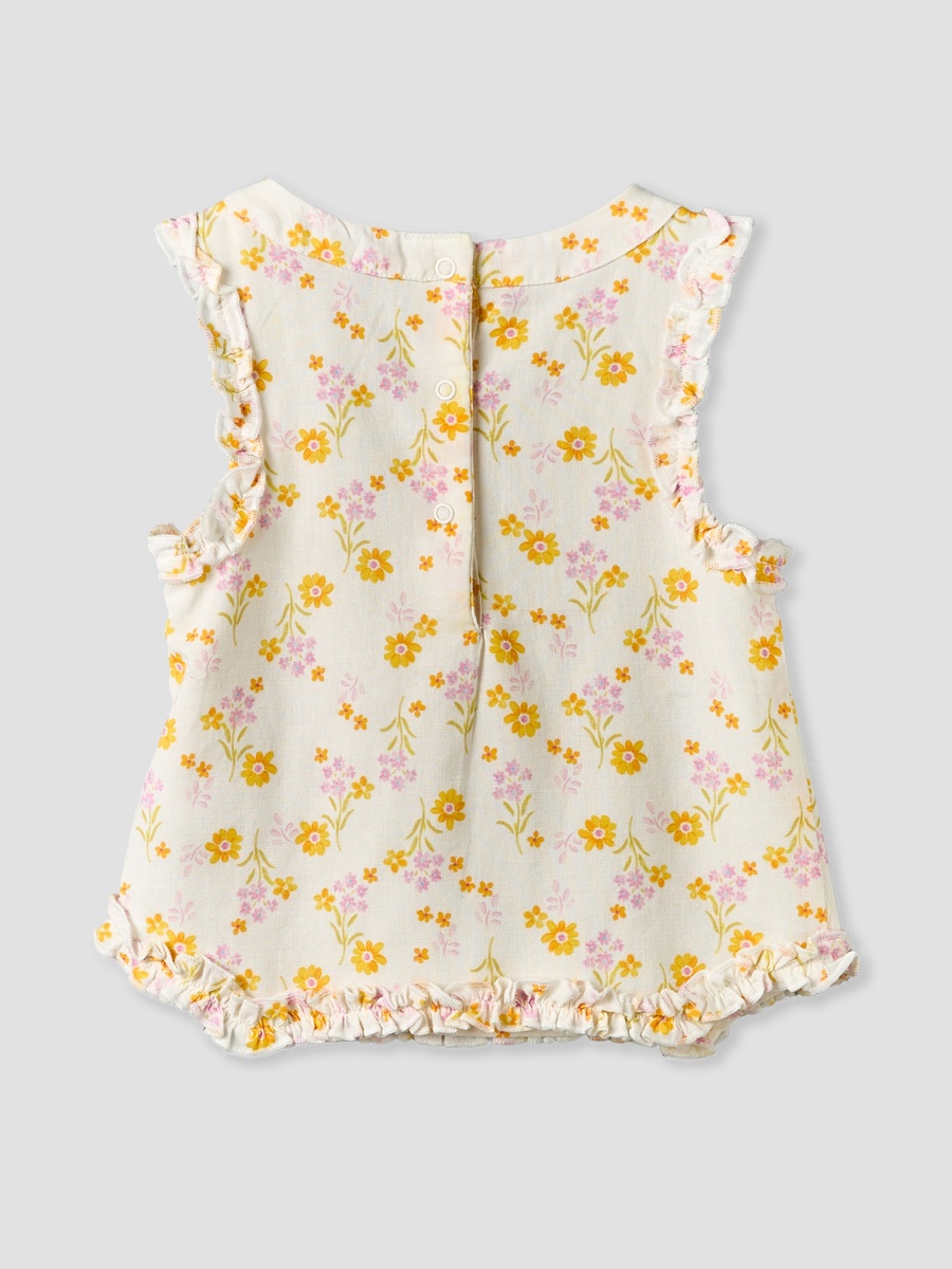 Round Neck Sleeveless Top and Pants Set with Floral Print