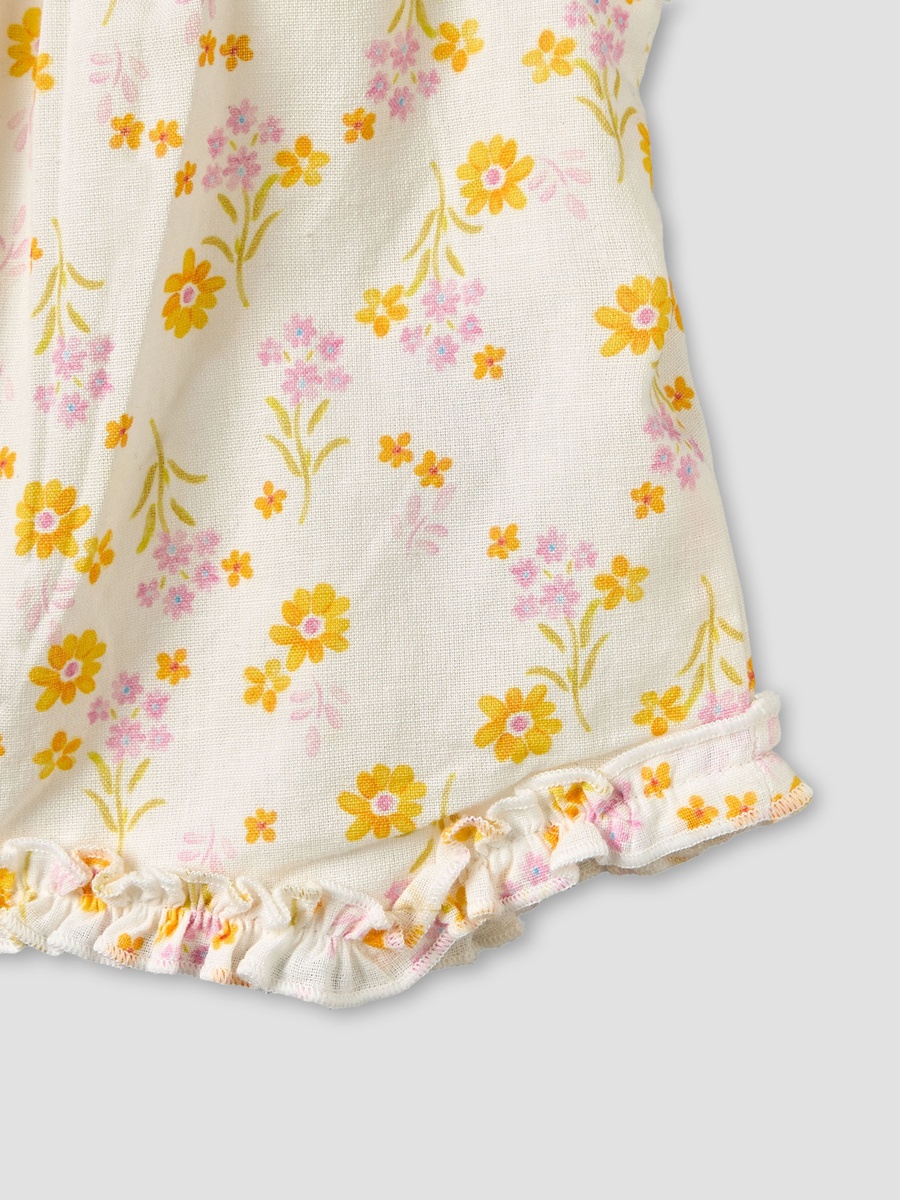 Round Neck Sleeveless Top and Pants Set with Floral Print