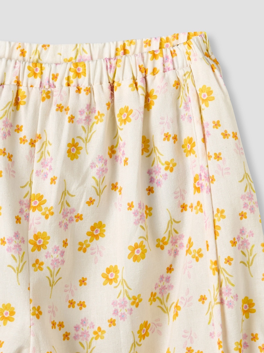 Round Neck Sleeveless Top and Pants Set with Floral Print