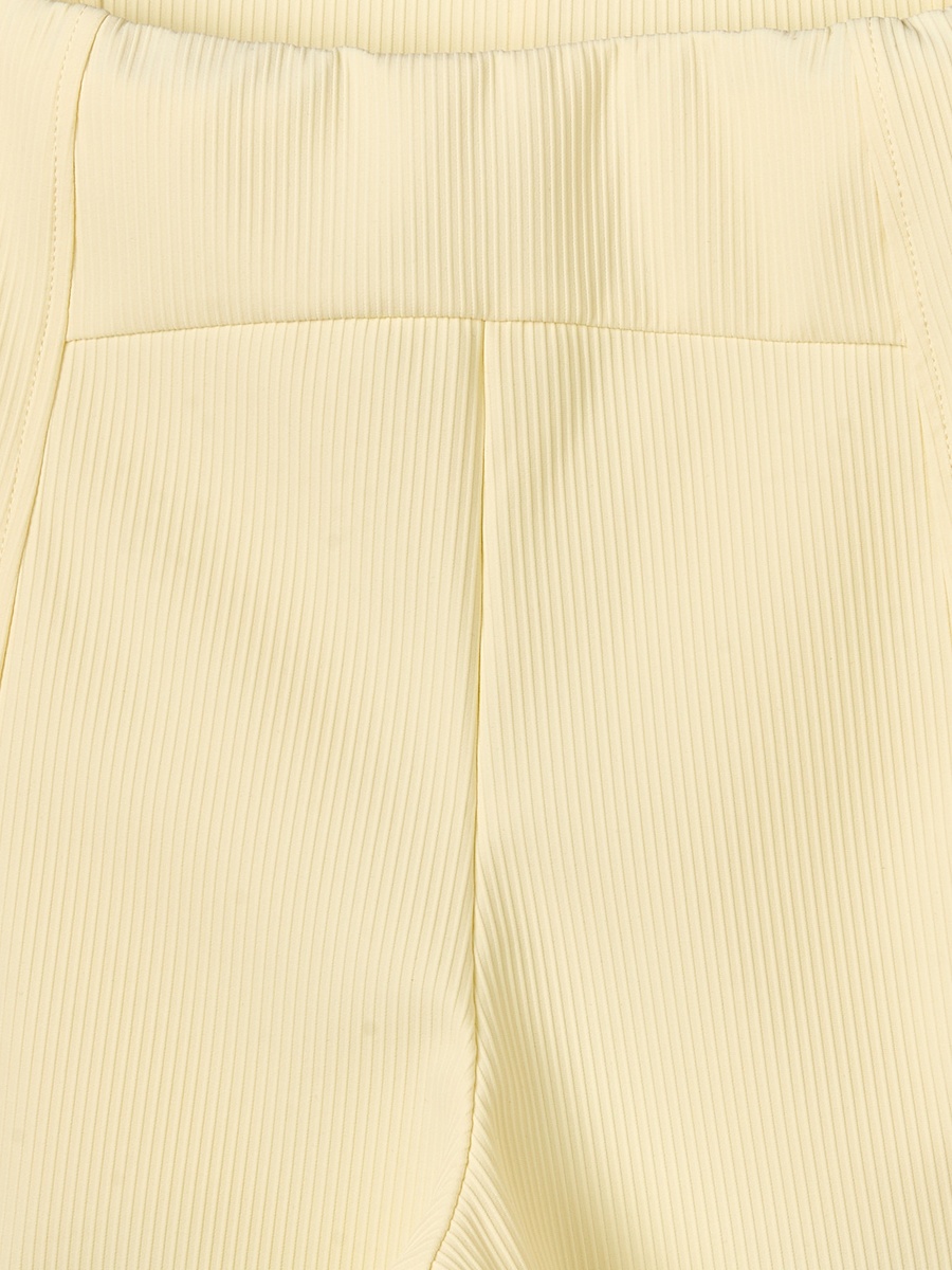 Round Neck Short Sleeves T-Shirt and Wide Leg Pants Set with Ribbed Design