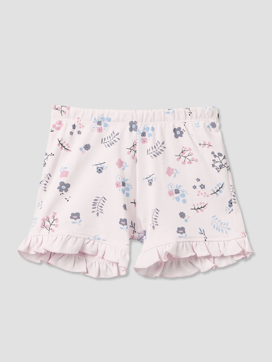 Pack of 2 Round Neck Short Sleeves T-Shirt and Shorts Set with Floral Print