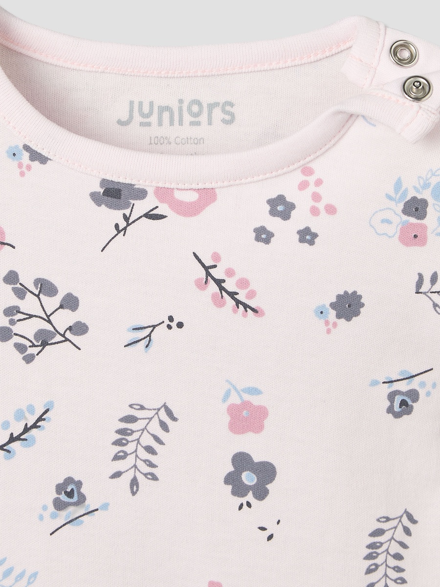 Pack of 2 Round Neck Short Sleeves T-Shirt and Shorts Set with Floral Print