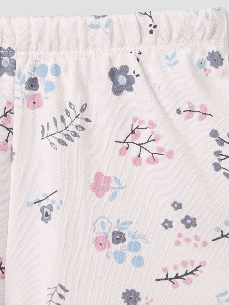 Pack of 2 Round Neck Short Sleeves T-Shirt and Shorts Set with Floral Print