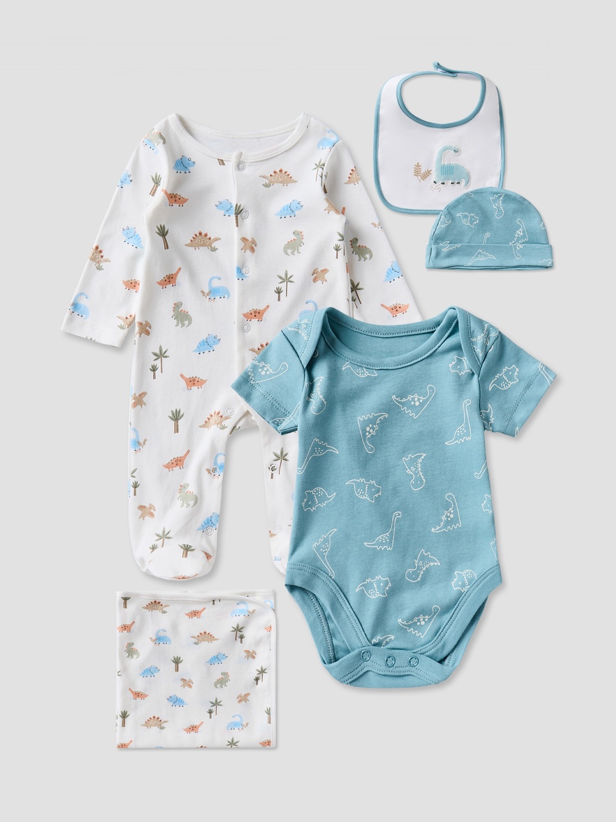 Set of 6 Clothing Gift Set with Dinosaur Print