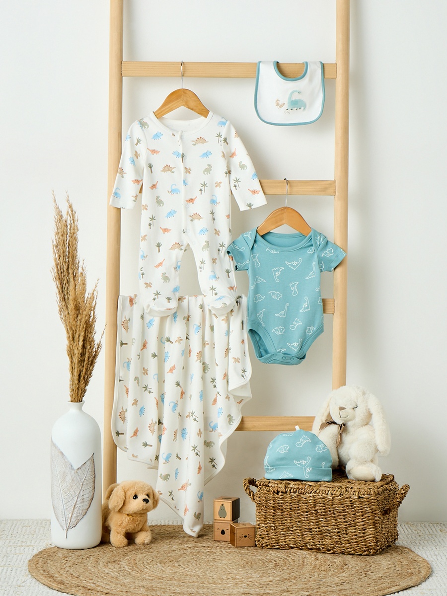 Set of 6 Clothing Gift Set with Dinosaur Print