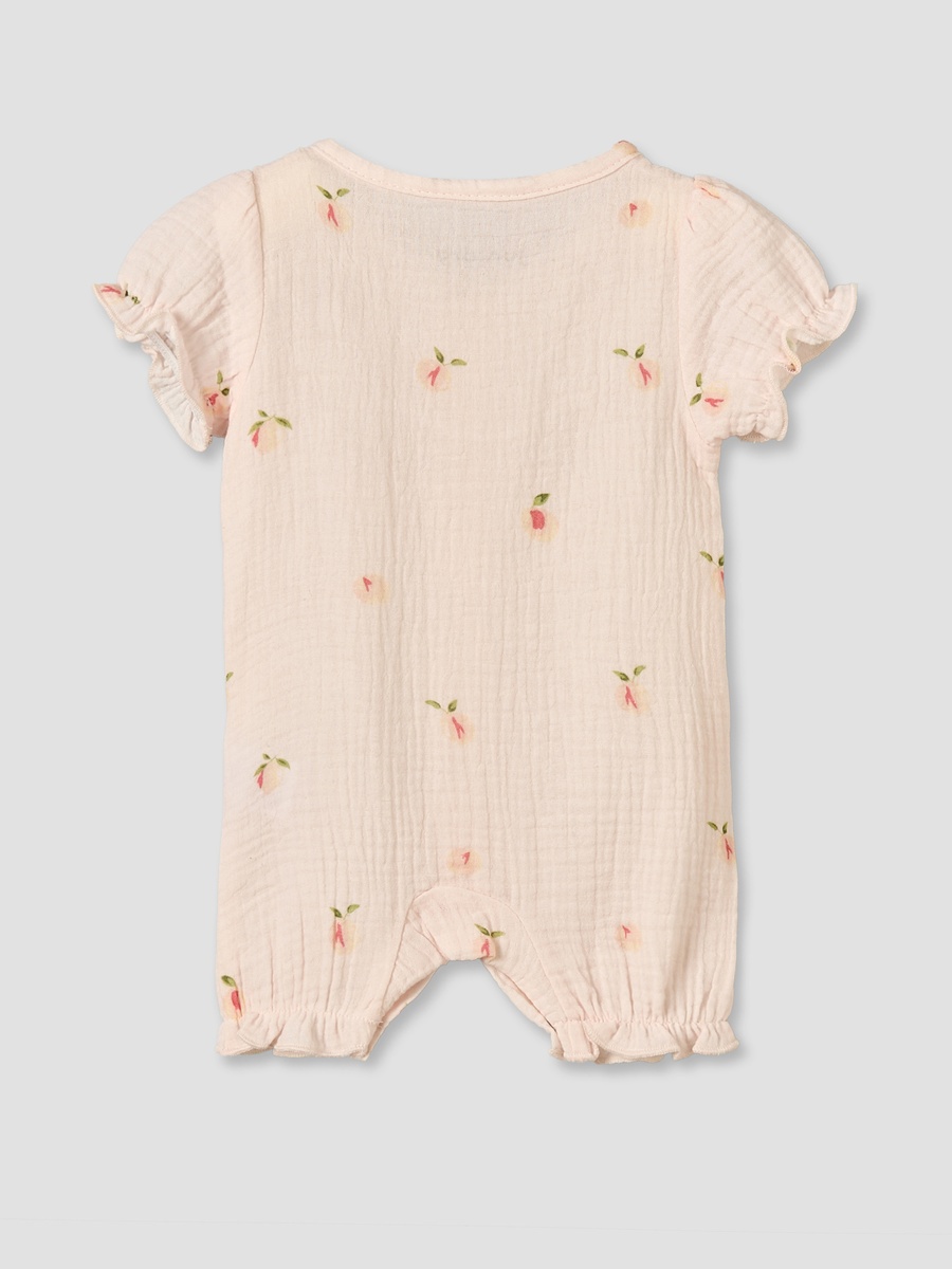 Crew Neck Short Sleeves Romper with Snap Button Closure