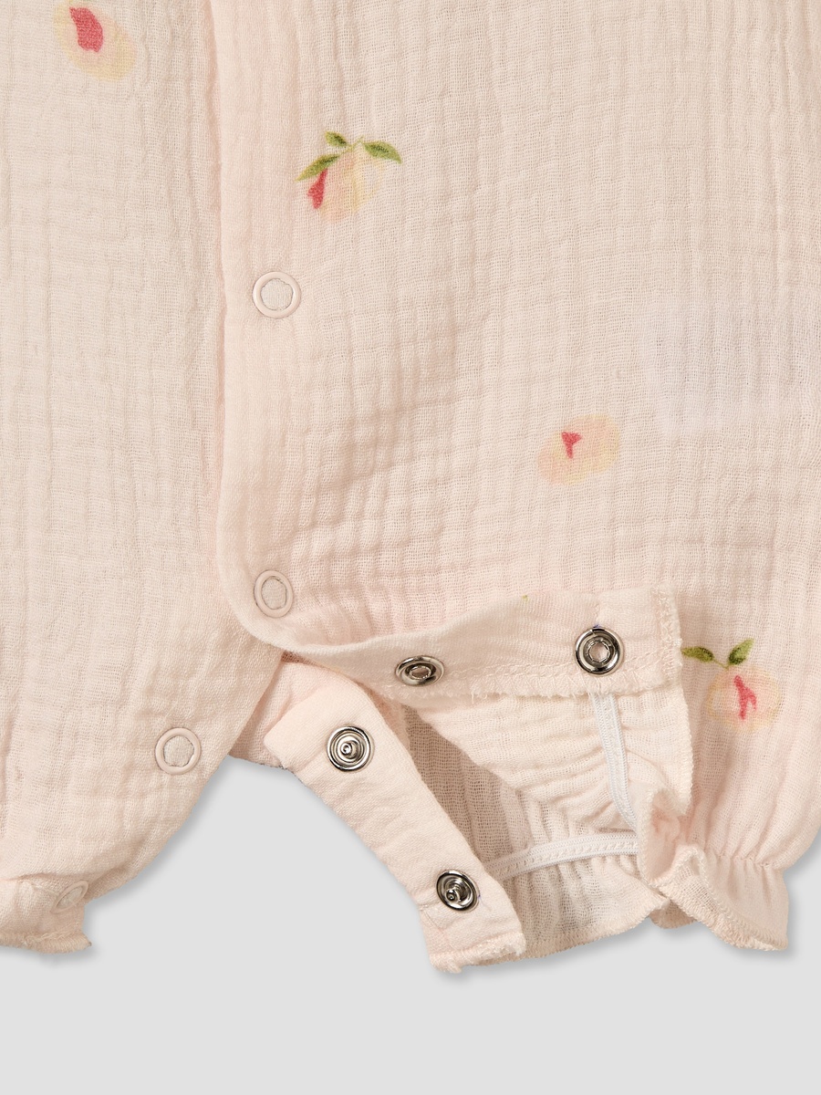 Crew Neck Short Sleeves Romper with Snap Button Closure