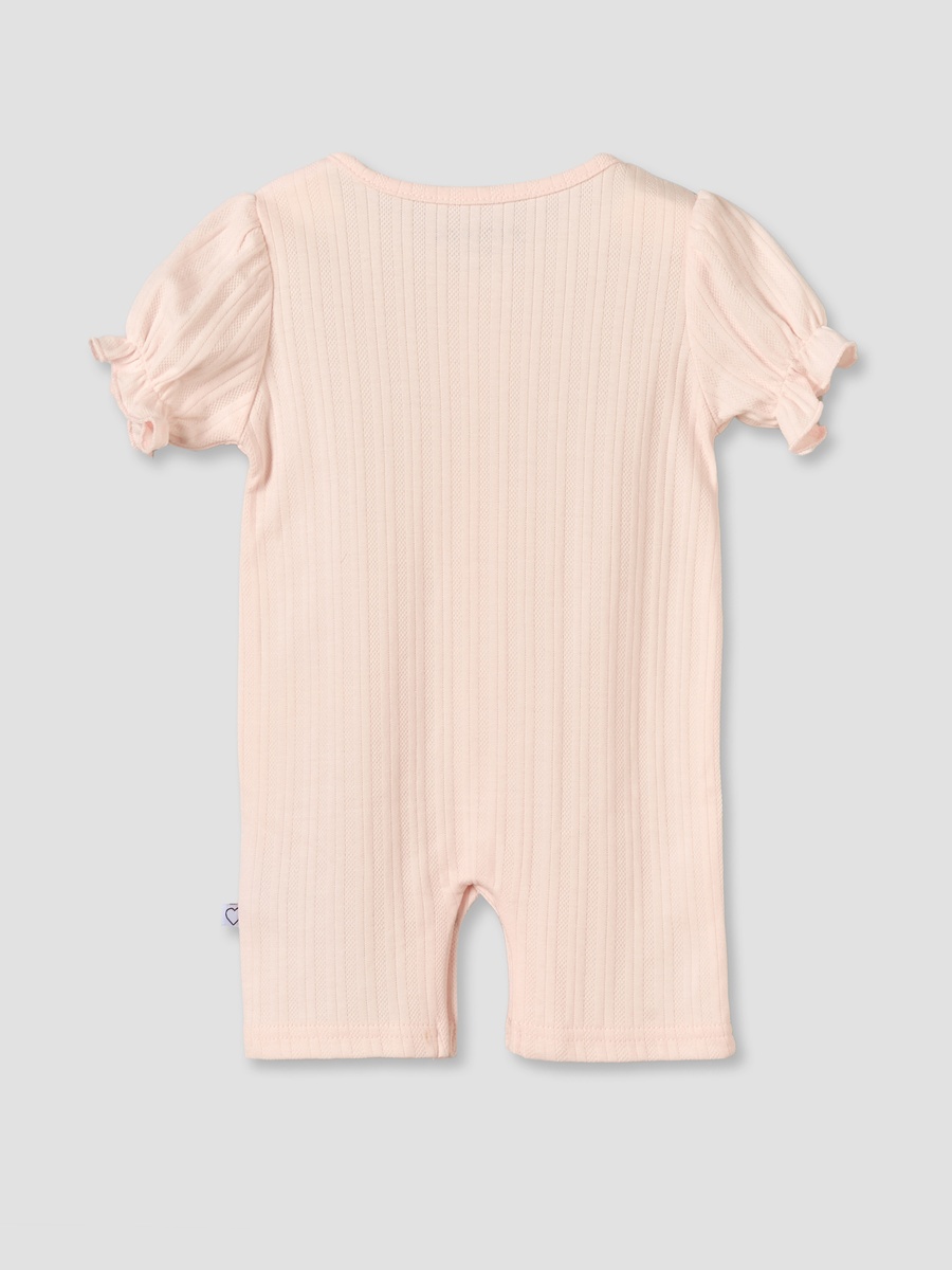 Crew Neck Short Sleeves Romper with Snap Button Closure