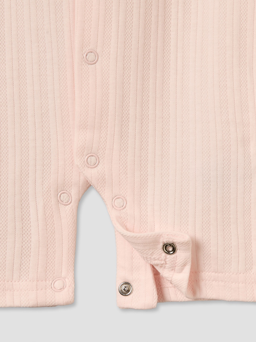 Crew Neck Short Sleeves Romper with Snap Button Closure