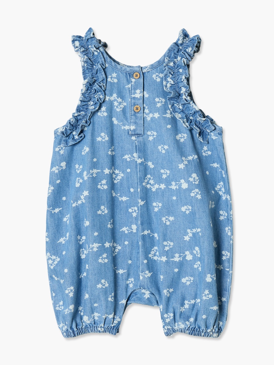 Crew Neck Sleeveless Romper with Floral Print