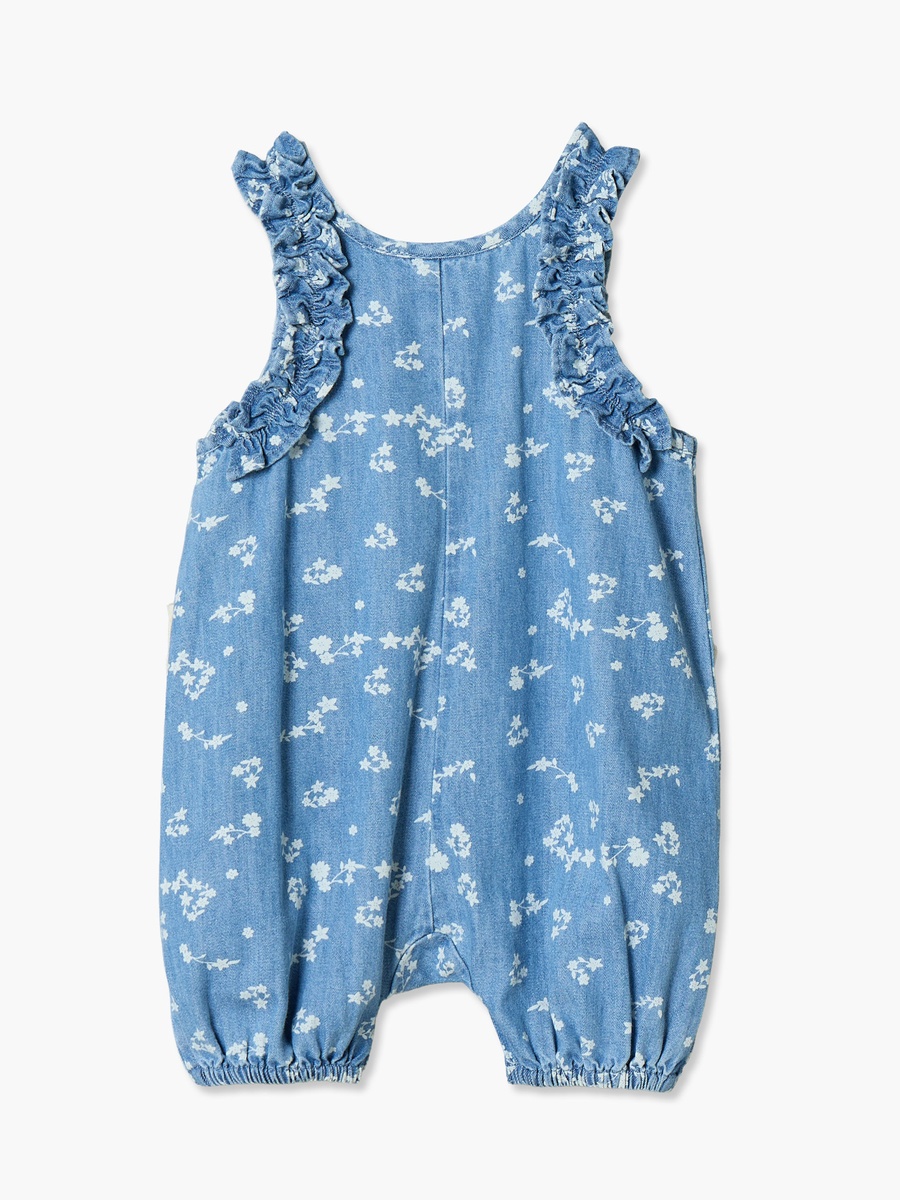 Crew Neck Sleeveless Romper with Floral Print