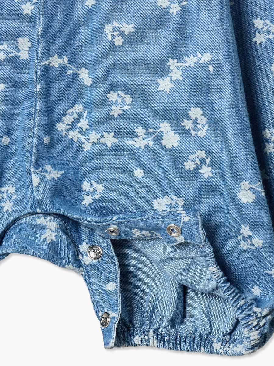 Crew Neck Sleeveless Romper with Floral Print