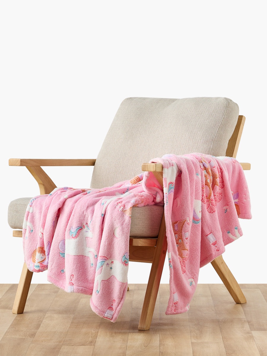 Raschel Blanket with Glow in the Dark Unicorn Print, 150x200 cm