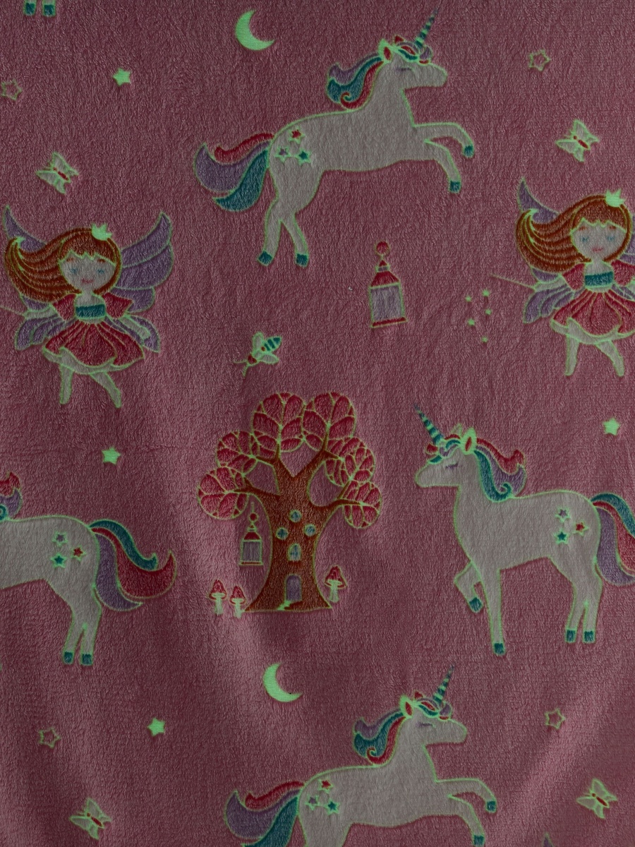 Raschel Blanket with Glow in the Dark Unicorn Print, 150x200 cm